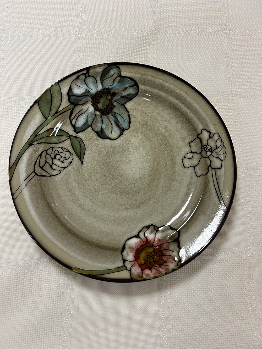 Pfaltzgraff Floral Ceramic Dinner Plate in Sage and Multicolor Accents
